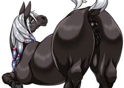 1girls 2017 anatomically_correct anatomically_correct_anus anatomically_correct_genitalia anatomically_correct_pussy animal_genitalia animal_pussy anus ass black_anus black_body black_fur black_pussy butt equid equine equine_anus equine_pussy female feral fur genitals hi_res horse looking_at_viewer looking_back mammal mane nakagami_takashi presenting presenting_anus presenting_hindquarters presenting_pussy pussy raised_tail silver_mane simple_background solo