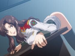 1girls arched_back ass bare_ass bare_thighs bbw bent_over bent_over_table big_breasts black_legwear black_thighhighs brown_eyes brown_hair busty butt female female_focus female_only gundam gundam_seed gundam_seed_destiny gundam_seed_freedom hi_res high_resolution highres imminent_sex indoors jacket large_breasts legwear lips lipstick long_hair looking_at_another makeup mature mature_female messy_hair milf military_jacket military_uniform mobile_suit_gundam murrue_ramius no_panties oowadagassai pink_lips pink_lipstick solo solo_female solo_focus thighhighs very_high_resolution wavy_hair
