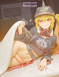 1futa 2025 ai_generated artist_name belt blonde_hair cock cum dick english_text erection futanari hi_res high_quality high_resolution highres luciana_de_montefio lying navel novalust otoko_no_ko patreon patreon_username penis smile solo stable_diffusion testicles uncensored watermark zenless_zone_zero