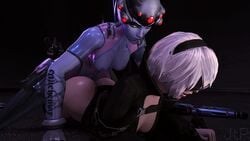 1futa 1girls 3d ambiguous_penetration animated ass big_ass blue_skin breasts clothed_sex crossover female futa_on_female futanari highres jtpsfm large_ass light-skinned_female nier:_automata on_front overwatch pale-skinned_female prone_bone sex sound tagme video widowmaker yorha_2b