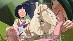 2d 2d_(artwork) 2d_artwork 2girls 5_toes barefoot boku_no_hero_academia clothed clothed_female clothing dialogue english english_dialogue english_text feet female female_only foot_fetish foot_focus kiryu-sketchbook kyoka_jiro light-skinned_female light_skin my_hero_academia no_penetration no_sex soles sweat sweatdrop sweating sweaty sweaty_feet text toenails toes tsuyu_asui