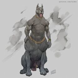 1:1 1boy 2021 animal_genitalia balls canid canine canis claws clock domestic_dog finger_claws fully_sheathed fur furgonomics furry-specific_piercing genital_piercing genitals gold_chain grey_background grey_body grey_fur hi_res laser_(artist) male male_only mammal muscular muscular_male muscular_taur nipples paws piercing pit_bull sheath sheath_piercing simple_background sitting solo taur text toe_claws tongue tongue_out url watch wristwatch