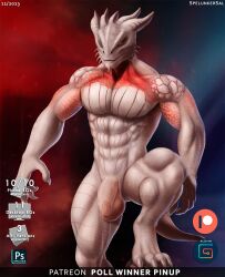 abs anthro baldur's_gate baldur's_gate_3 biceps bioware dragonborn_(dnd) dungeons_and_dragons electronic_arts english_text genitals hasbro hi_res male pecs penis red_eyes scales solo solo_male spelunker_sal text the_dark_urge_(baldur's_gate) vein veiny_penis wizards_of_the_coast