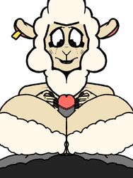 2021 2d animated anthro beat_banger big_breasts bovid breast_play breasts caprine dawna_mabel digital_media_(artwork) duo ear_piercing erection female first_person_view fur genitals gif goat hair huge_breasts humanoid humanoid_genitalia looking_at_viewer loop male male/female male_pov mammal naturally_censored nude paizuri penis piercing rose_mabel sex sheep short_playtime simple_background skeletraldec smile video_games white_body white_fur wool_(fur)