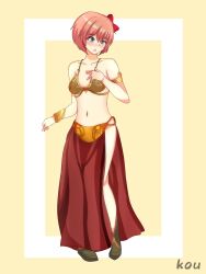 breasts doki_doki_literature_club female female_only kkflick open_mouth sayori_(doki_doki_literature_club) short_hair slave_leia_(cosplay) solo tagme