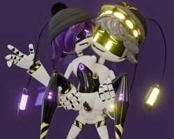 1boy1girl alexandrstariy cute drone glitch_productions gray_hair murder_drones n_(murder_drones) purple_eyes purple_hair robot robot_boy robot_girl standing standing_sex uzi_(murder_drones) uzi_disassembley_drone vaginal_penetration vaginal_sex white_body yellow_eyes