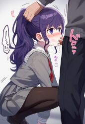 1boy 1boy1girl 1girls ai_generated asahina_mafuyu big_breasts blowjob blush breasts clothed clothing cum cum_drip cum_in_mouth cum_inside cumshot fellatio female high_resolution highres male penis project_sekai purple_eyes purple_hair school school_uniform schoolgirl thighs uniform