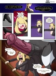 big_breasts cynthia_(pokemon) fake_face horsecock pokemon pokemon_(species) tagme text zebstrika