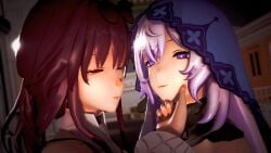 black_swan_(honkai:_star_rail) french_kiss honkai:_star_rail honkai_(series) hoyoverse kafka_(honkai:_star_rail) kissing miruno_(artist) no_sound tagme video yuri