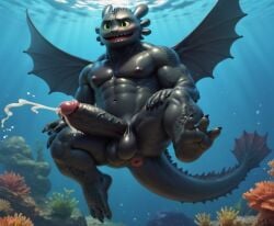 1boy abs ai_generated anthro balls bara big_balls big_muscles big_nipples big_pecs big_penis black_body booster_rex cum cum_drip cum_in_water cum_on_body cum_on_penis cumshot dragon dreamworks ejaculation erect_nipples erection fangs fully_submerged gay how_to_train_your_dragon huge_balls huge_cock huge_muscles huge_nipples huge_pecs hunk male male_only muscular muscular_anthro muscular_male navel night_fury nipples nude orgasm pecs penis reptile scalie solo spikes_(anatomy) toothless underwater water wings