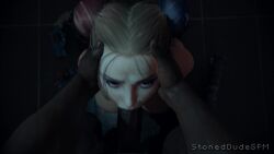 1boy 1girl 1girls 3d animated batman_(series) big_penis blonde_hair blowjob blowjob_face clothed clothed_female clothed_female_nude_male dark-skinned_male dark_skin dc dc_comics dyed_hair fellatio female fingerless_gloves gloves harley_quinn harley_quinn_(suicide_squad_game) huge_cock interracial light-skinned_female light_skin looking_at_viewer makeup male male_pov mp4 naked nude nude_male penis pov rocksteady_studios sound stoneddude suicide_squad suicide_squad:_kill_the_justice_league tagme video video_games