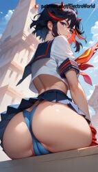 1girls ai_generated ass ass_focus big_ass blush breasts electroworld female female female_focus from_behind from_behind_position high_resolution kill_la_kill matoi_ryuuko open_mouth vagina