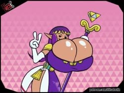 a_link_between_worlds animated bouncing_breasts breast_expansion dress elf_ears elisalevin fully_clothed hyper hyper_breasts magic magic_user peace_sign princess princess_hilda purple_hair simple_background simple_shading sloshing_breasts sound sound_effects tagme the_legend_of_zelda toony video