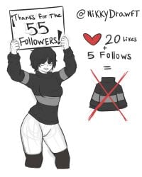 1girls 2d female female_frisk female_only frisk frisk_(undertale) frisk_au frisk_dreemurr human human_female human_only nikkydrawft pantsless shirt solo stockings undertail undertale undertale_(series) undertale_au undertale_fanfiction