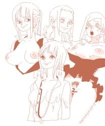 breasts censored dress female female_only isami_meena large_breasts nico_robin nipples one_piece pubic_hair pussy tagme upskirt wardrobe_malfunction