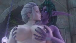 3d 3d_animation animated breast_grab breasts green_hair jaina_proudmoore large_breasts massage massive_breasts morilymory night_elf pointy_ears purple_skin tagme tyrande_whisperwind video warcraft world_of_warcraft yuri