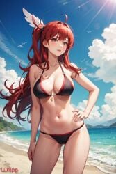 ai_generated beach hilda_boreas_greyrat red_hair tagme