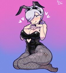 brawl_stars bunny_costume bunny_ears bunny_girl bunnysuit colette_(brawl_stars) female hair_band mrjoke751 tights white_hair