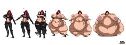 1girls bbw breasts fat feeding_tube female katarina_du_couteau league_of_legends morbidly_obese nipples obese overweight overweight_female red_hair sequence soffxcell solo ssbbw tube_feeding weight_gain