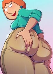 ai_generated ass ass blue_earrings dat_ass family_guy female grabbing_own_ass lois_griffin looking_at_viewer looking_back mature milf older_female orange_hair pony_diffusion_xl stable_diffusion