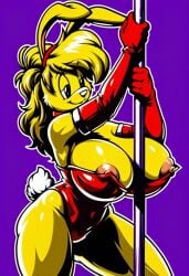 ai_generated female female_only furry jazz_jackrabbit_(series) lori_jackrabbit pole_dancing stripper_pole