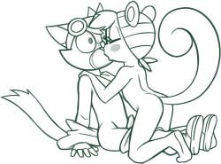 1boy 1boy1girl 1girl1boy 1girls 2024 5_fingers anthro anthro_on_anthro arm_support ass barefoot bent_arm bent_leg big_eyes biped black_and_white blush blush_lines cheek_tuft closed_eyes clothing curled_tail digital_drawing_(artwork) digital_media_(artwork) domestic_cat duo erection extended_arm eyelashes eyewear eyewear_on_head eyewear_only facial_tuft feet felid feline felis female fingers footwear foreskin fur fur_tuft genitals goggles goggles_on_head goggles_only hands_on_another's_shoulders hands_on_shoulders head_tuft headgear headgear_only headkerchief headkerchief_only headwear headwear_only humanoid_genitalia humanoid_hands humanoid_penis imminent_sex interspecies iris kerchief kerchief_only kiss_on_lips kissing kneeling leaning leaning_forward long_eyelashes male male/female mammal mitzi_(ajmarekart) monochrome mostly_nude mostly_nude_anthro mostly_nude_female mostly_nude_male murphy_(ajmarekart) murphy_and_mitzi no_pupils nude pattern_clothing pattern_headgear pattern_headkerchief pattern_headwear pattern_kerchief penis plantigrade prick_ears raised_heel redout rodent round_ears round_eyes sciurid shoes sitting snout straight striped_clothing striped_headgear striped_headkerchief striped_headwear striped_kerchief stripes surprise surprise_kiss tail three-quarter_view toes topwear tree_squirrel tuft unretracted_foreskin wide_eyed young young_anthro young_female young_male young_on_young