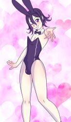 1boy bowtie_collar bulge bunny_ears bunnysuit danganronpa danganronpa_v3 disruptiva fake_animal_ears fake_rabbit_ears femboy male male_only male_playboy_bunny new_danganronpa_v3 ouma_kokichi petite playboy_bunny solo strapless_leotard thighs