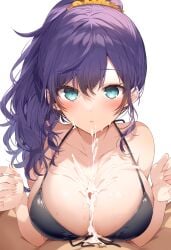 1boy 1girls ai_generated asahina_mafuyu big_breasts bikini blue_eyes blush boobjob breasts breasts_out breasts_squeezed_together cleavage clothed clothing completely_naked completely_naked_female completely_nude completely_nude_female cum cum_drip cum_on_breasts cum_on_face cumshot female female_focus high_resolution highres looking_at_viewer male naked paizuri partially_clothed partially_clothed_female partially_nude partially_undressed penis pov pressing_breasts_together project_sekai purple_hair solo_focus swimsuit swimwear titjob tits_out