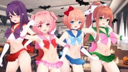 4girls cosplay doki_doki_literature_club eroneko halloween halloween_costume monika_(doki_doki_literature_club) natsuki_(doki_doki_literature_club) sailor_uniform sayori_(doki_doki_literature_club) yuri_(doki_doki_literature_club)