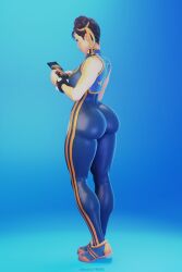 1girls 3d back_view background big_ass big_breasts big_butt big_muscles big_thighs blue_background blue_shoes bodysuit bracelet bracelets brown_hair cammy_white chun-li chun-li_(fortnite) edit edited female female_only fortnite hair_bun hair_buns hair_ornament hips huge_ass huge_breasts huge_butt huge_thighs large_ass large_butt large_thighs light-skinned_female light_skin looking_at_phone muscle_girl muscles only_female phone photoshop shiny_butt shiny_clothes shiny_skin shoes short_hair skin_tight smartphone sneakers sockpoppetdraws solo solo_female street_fighter thick_thighs thighs third-party_edit tight_clothes tight_clothing tight_pants voluptuous voluptuous_female wide_hips yellow_ribbon