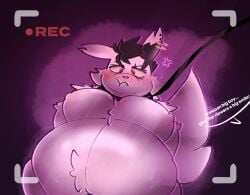 anthro belly big_belly blush bodily_fluids camera collar dialogue embarrassed en_(ratprey) generation_3_pokemon leash leash_pull male male_only moobs nintendo nipples nude overweight overweight_male piercing pokemon pokemon_(species) ratprey recording solo sweat tail zangoose