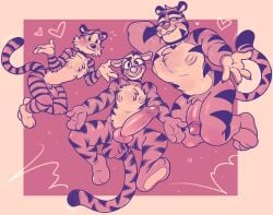 2022 3_toes 3boys 4_fingers abstract_background aipeco18 anthro areola biceps big_penis biped black_body black_fur blush calvin_and_hobbes digital_media_(artwork) disney erection feet felid fingers foreskin frosted_flakes fur genitals glans group half-closed_eyes heart_symbol hi_res hobbes huge_cock humanoid_genitalia humanoid_penis jewelry kellogg's looking_at_viewer male mammal markings mascot multicolored_body multicolored_fur multiple_boys muscular muscular_anthro muscular_male narrowed_eyes necklace nipples nude orange_body orange_fur pantherine pecs penis simple_background small_penis smile striped_body striped_fur striped_markings striped_tail stripes tail tail_markings tiger tigger toes tony_the_tiger toony trio white_body white_fur winnie_the_pooh_(franchise)