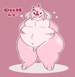 alien anthro belly disney experiment_(lilo_and_stitch) genitals lilo_and_stitch male male_only model_sheet moobs ollie_(ratprey) overweight overweight_male penis pink_body ratprey small_penis solo thick_thighs