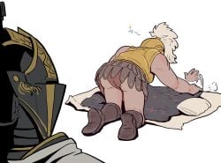 2girls ass ass_focus bonedwoo casual elden_ring female female_only fromsoftware needle_knight_leda panties redmane_freyja shadow_of_the_erdtree upskirt wholesome yuri