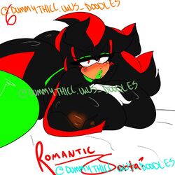 anthro big_breasts black_body black_fur breasts clothing dummythicc_uwu eulipotyphlan eyelashes fan_character female fur green_lipstick hedgehog highlights_(coloring) legwear lipstick makeup mammal nipples red_highlights rule_63 sega shadi solo sonic_(series) sonic_oc sonic_the_hedgehog_(series) stockings thick_thighs