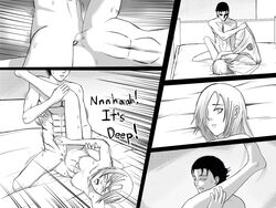 1boy 1girls abs aged_up alternate_universe annie_leonhardt attack_on_titan bed black_and_white blush breasts chiseled chiseled_abs closed_eyes comic crimson_loba deep_penetration english_text eren_jaeger female_abs fit_female fit_male hair_bun hair_down hands_on_hips long_hair looking_back male_abs manbun medium_breasts modern_au nipples nude nude_female nude_male nude_sex on_bed one_leg_up penetration penis pleasure_face pussy sex shingeki_no_kyojin skinny taking_clothes_off taking_off_shirt text thrust_lines thrusting thrusting_hard thrusting_hips undressing undressing_partner untied_hair vagina vaginal_penetration vaginal_sex