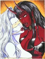 2demons chaos_comics crossover demon_girl horns lady_death purgatori tagme yuri