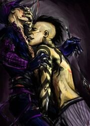 bullseye_(marvel) daken_akihiro dark_avengers male male_only marvel multiple_males straight_hair tagme torn_clothes yaoi