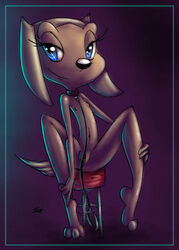 anthro brandy_&_mr_whiskers brandy_harrington canine collar dark disney disney_channel dog female female_only flat_chest front_view fur furry innocenttazlet leash looking_at_viewer mammal nipples nude pussy sitting solo stool tagme toon_disney