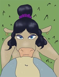 1girls anthro back_at_the_barnyard barnyard black_hair blue_eyes bovid bovid_humanoid bovine bovine_humanoid cattle ear_piercing earring fellatio female hoop_earrings knives_(artist) male male/female male_pov mammal nickelodeon sweat tagme unseen_male_face veronica_(back_at_the_barnyard)