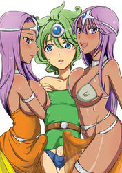 artist_request bikini_armor clothing dragon_quest dragon_quest_iv flat_chest futa_only futanari heroine heroine_(dq4) intersex large_breasts maya_mahabala meena_mahabala panties penis sisters tagme twins