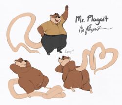 2021 anthro ass balls belly big_tail clothed clothing digital_media_(artwork) erection fur genitals hi_res izvy_(artist) long_tail male male_only mammal model_sheet mr._plagait murid murine nude overweight overweight_anthro overweight_male penis prehensile_tail rat rodent simple_background solo teacher