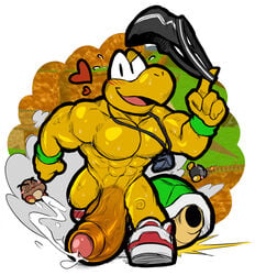 1boy 2_hearts abs anthro bara big_penis blush bob-omb bodily_fluids clothing cum footwear gay gay_male genital_fluids genitals goomba group hexdisciple hi_res huge_cock humanoid_genitalia humanoid_penis hyper hyper_genitalia hyper_penis jockstrap koopa koopa_the_quick koopa_troopa male male_only mario_(series) muscular muscular_male nintendo pecs penis running scalie screencap screencap_background shoes smile super_mario_64 underwear video_games whistle_(object)