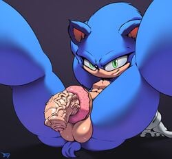 anthro balls between_legs dessert doughnut doughnut_fucking extremely_veiny_cock food foreskin genitals hi_res hyper_vein looking_at_viewer male penis sega solo sonic_(series) sonic_the_hedgehog sonic_the_hedgehog_(series) speeddrop spread_legs spreading vein veiny_penis