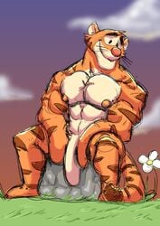 abs absurd_res anthro bara barazoku biceps big_penis biped body_hair cloud completely_naked completely_nude daddy disney erect_nipples felid flaccid flower fur genitals grass hi_res korakiart large_penis male male_nipples male_only mammal manly muscles muscular muscular_anthro muscular_male nipples nude nude_male orange_body orange_fur pantherine pecs penis plant rock sitting smirk smirking solo solo_male striped_body stripes tiger tigger unrealrui whiskers winnie_the_pooh_(franchise)