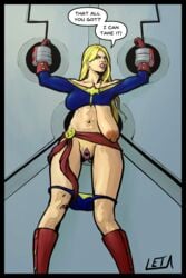 1girls abs areola areolae blonde_hair blue_eyes breasts captain_marvel captured captured_heroine carol_danvers female female gaping_pussy huge_areolae huge_breasts large_areolae large_breasts leta marvel marvel_comics pussy restrained sagging_breasts underwear_down