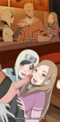 1boy 2girls age_difference akane_(naruto) collaborative_fellatio cumshot eating_cum fans fellatio female harem kaede_(naruto) kunoichi licking_penis long_hair male multiple_girls naruto naruto:_the_last naruto_fan_girl public short_hair teamwork threesome uzumaki_naruto