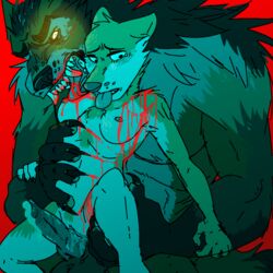 1:1 anthro barkinbin bite_mark blood bodily_fluids canid claw_marks claws dominant dominant_male duo female knot larger_male licking male male/female mammal questionable_consent size_difference submissive submissive_female tongue tongue_out vaginal_penetration were werecanid