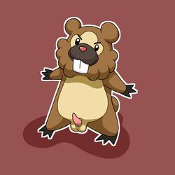 1:1 2021 balls bidoof biped brown_body erection feral genitals lopearedquentin male nintendo penis pink_nose pokémon_(species) pokemon red_background simple_background solo video_games