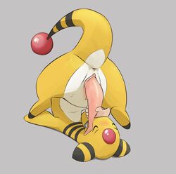 ampharos animal_genitalia anus autofellatio big_penis blush closed_eyes erection feral feral_only genitals handjob hi_res honeymono huge_cock humanoid_hands long_penis lying male male_only mammal masturbation nintendo nude on_back open_mouth oral oral_masturbation penile penile_masturbation penis pokémon_(species) pokemon pokemon_(species) sex simple_background slit solo solo_feral solo_male spread_legs spreading striped_body stripes tapering_penis video_games yellow_body